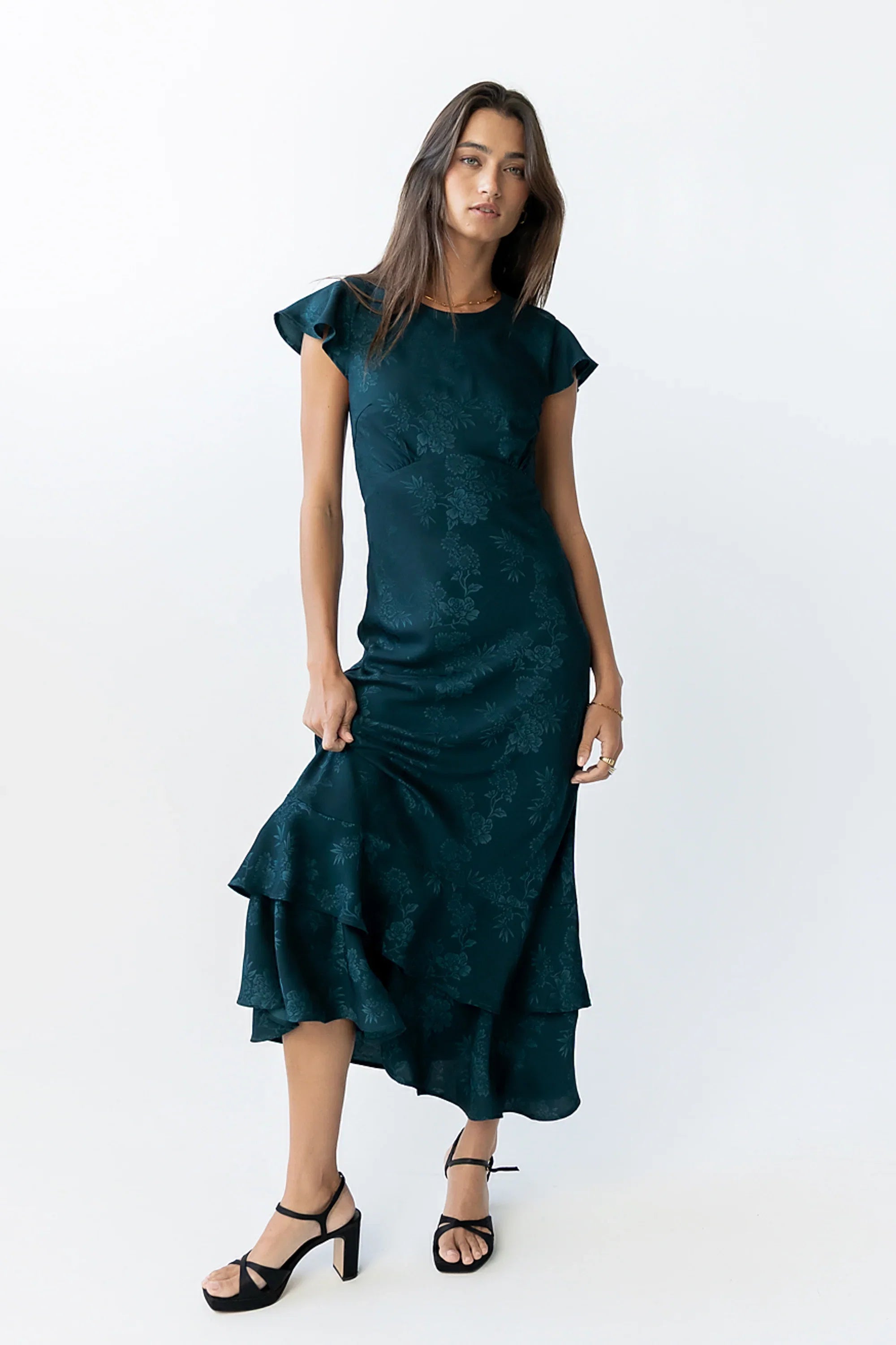 Mateo Floral Maxi Dress in Teal
