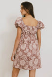 Darcella Floral Mini Dress in Mauve FINAL SALE