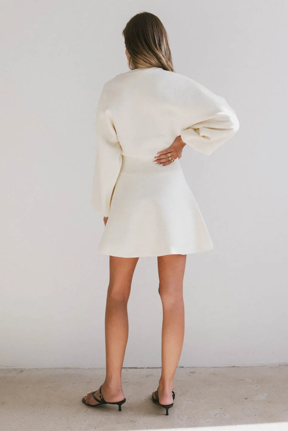 Dolores Knit Mini Dress in Cream FINAL SALE