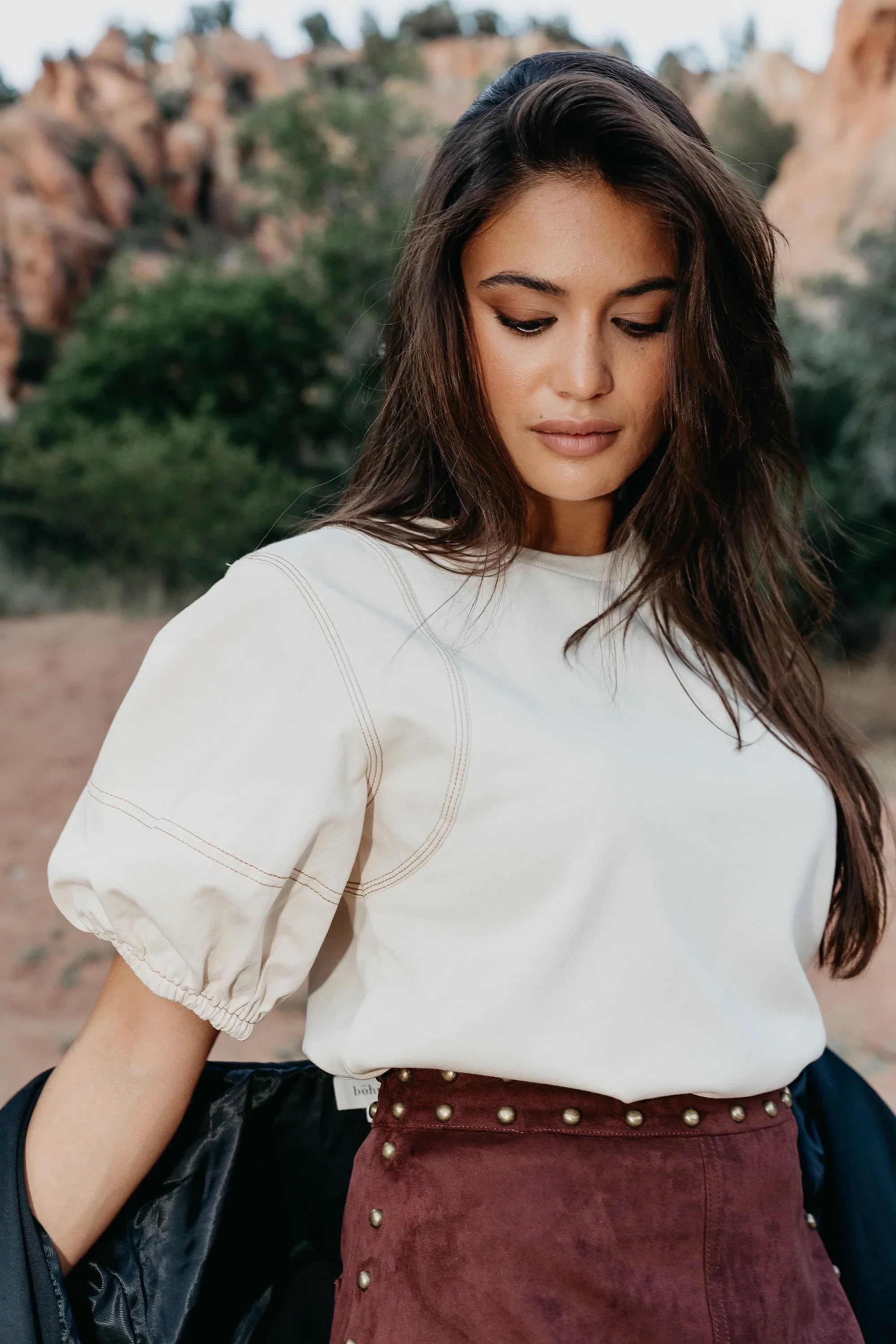 Aspen Puff Sleeve Top in Ecru FINAL SALE
