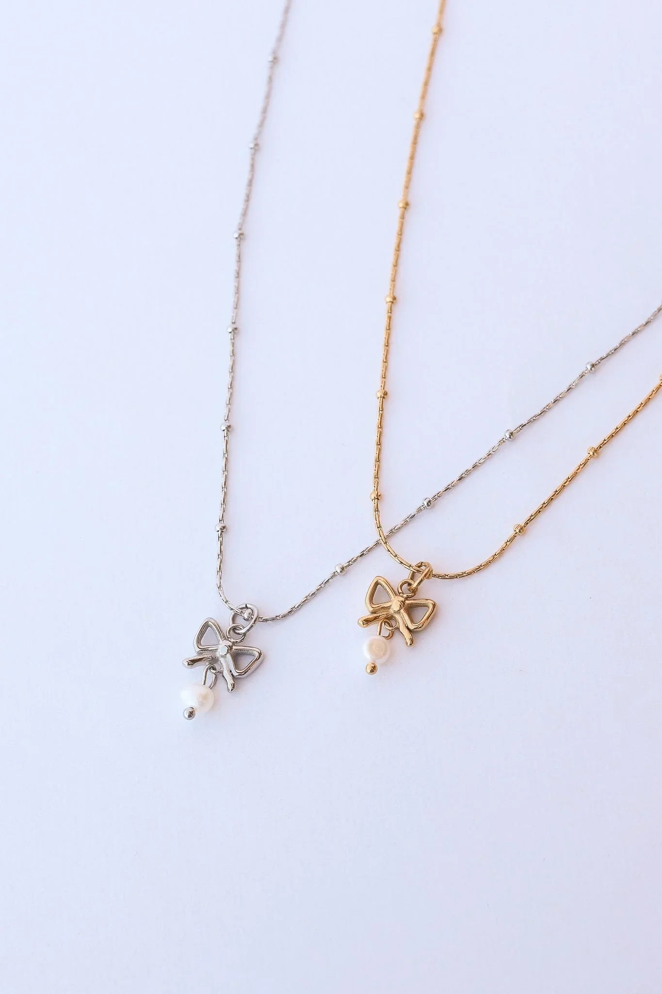 Jane Bow Pearl Necklace