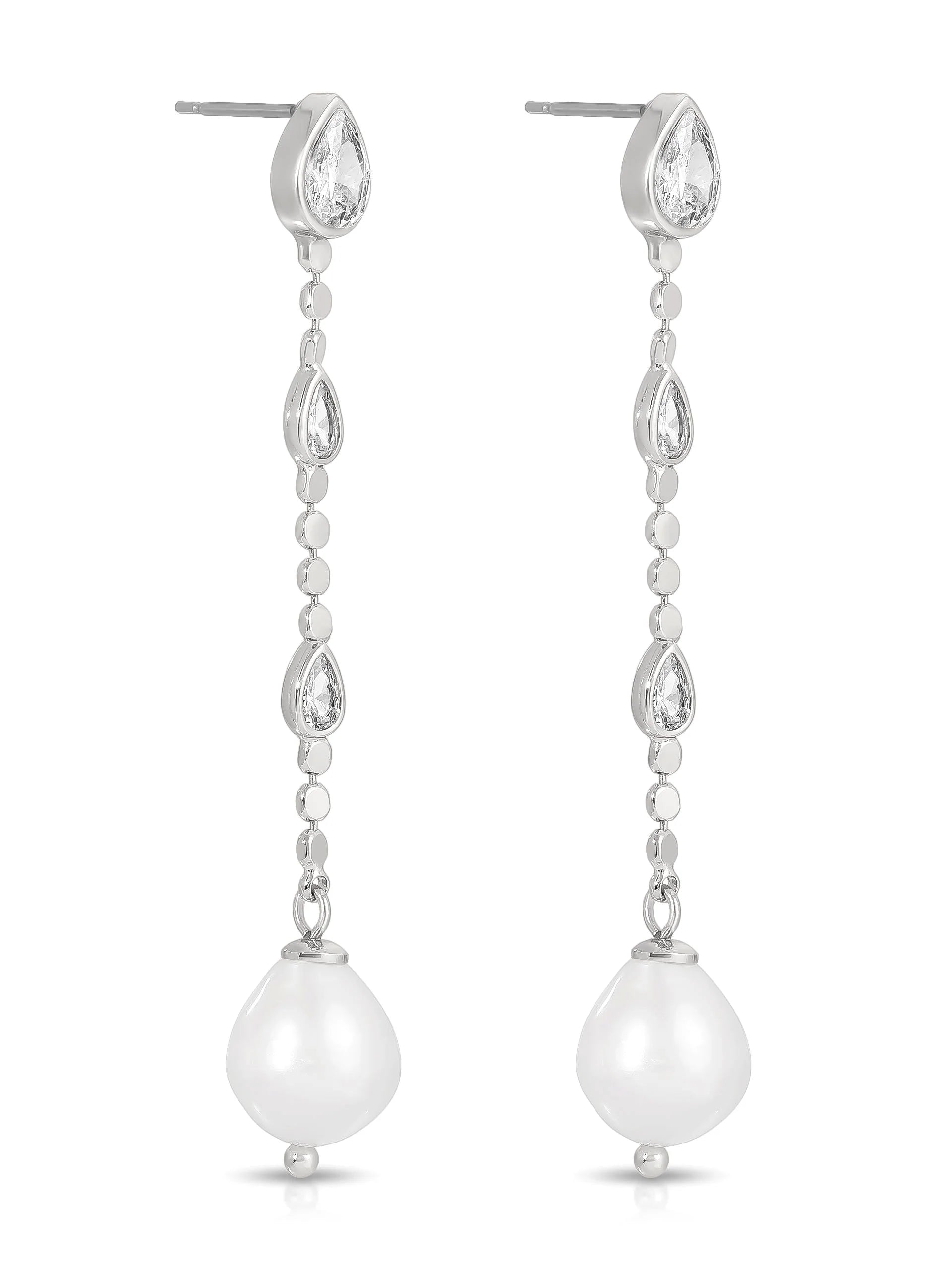 Droplet Crystal and Pearl Earring