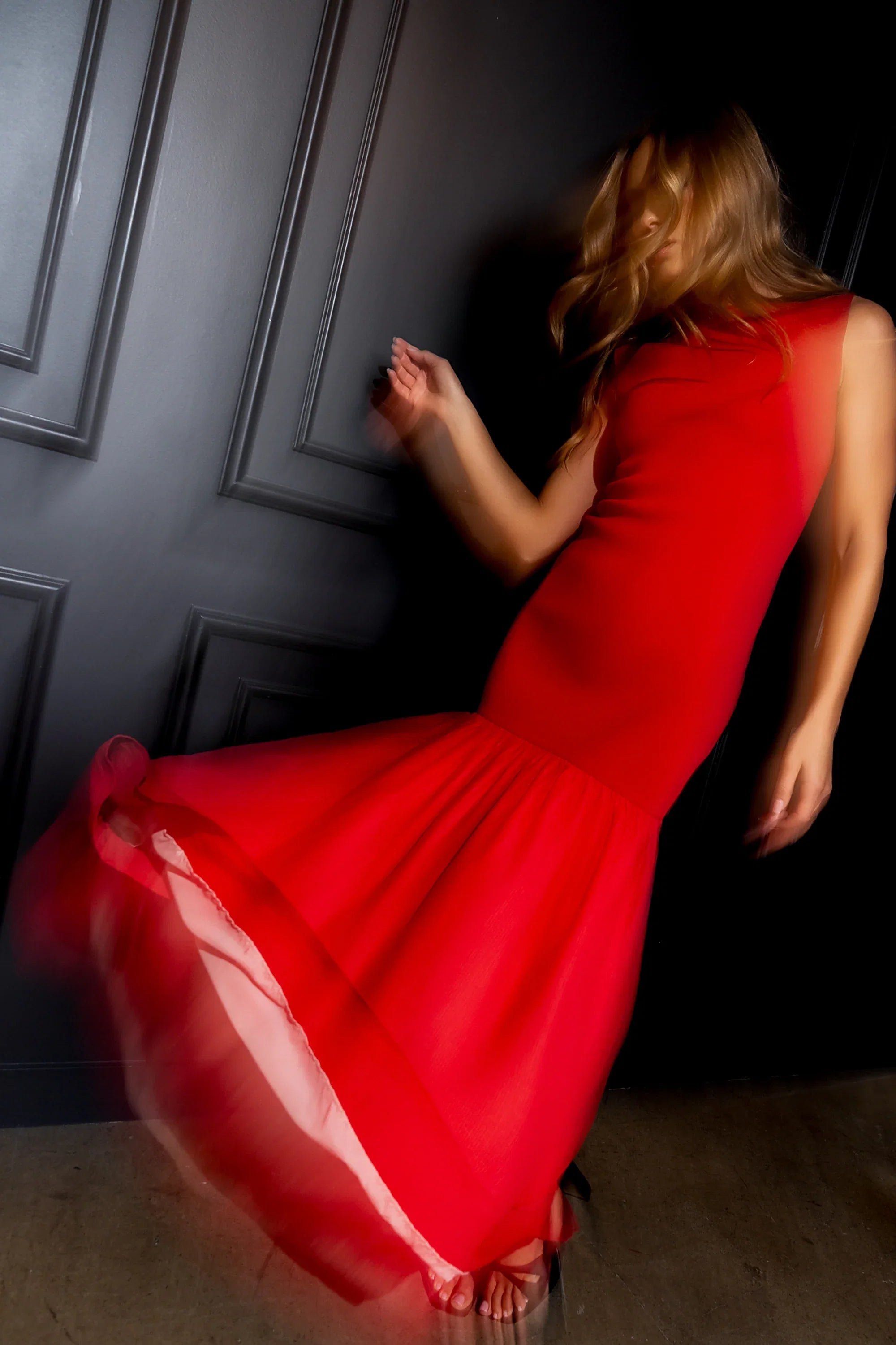 Lindsey Mermaid Maxi Dress in Red
