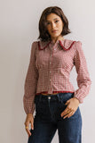 Brenna Gingham Blouse in Burgundy FINAL SALE