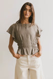 Whit Smocked Blouse in Olive FINAL SALE