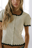 Serra Lace Trim Blouse in Ivory