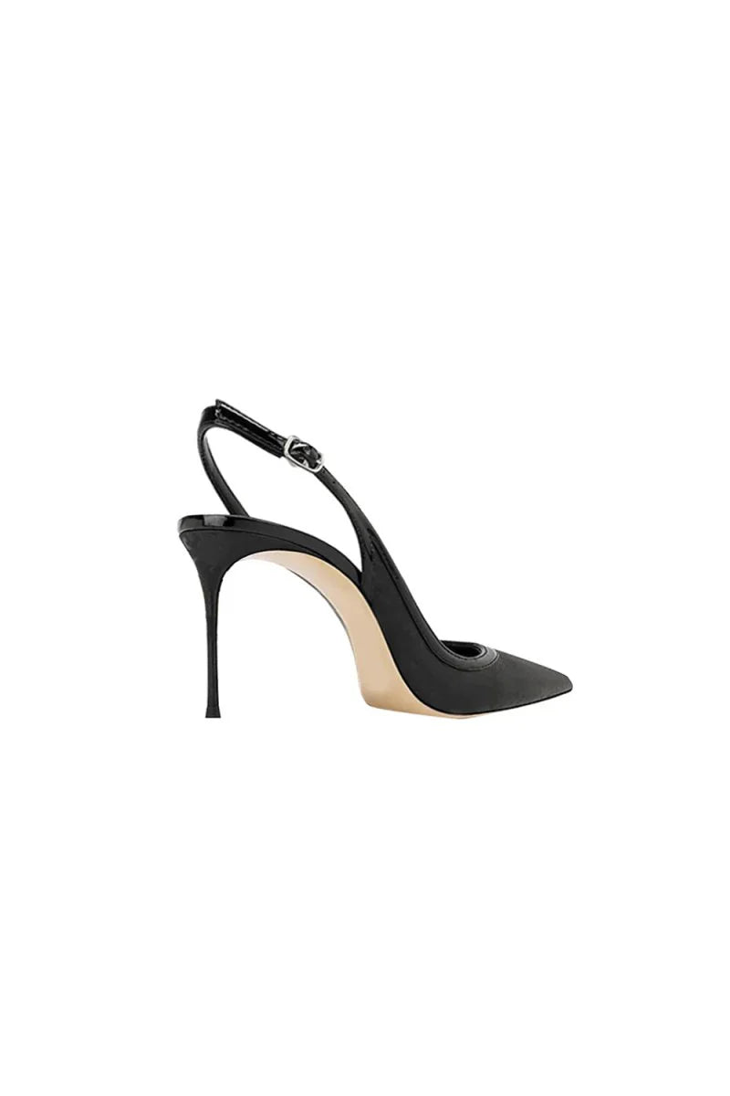 Green Slingback Mid Heel Stiletto Sandals