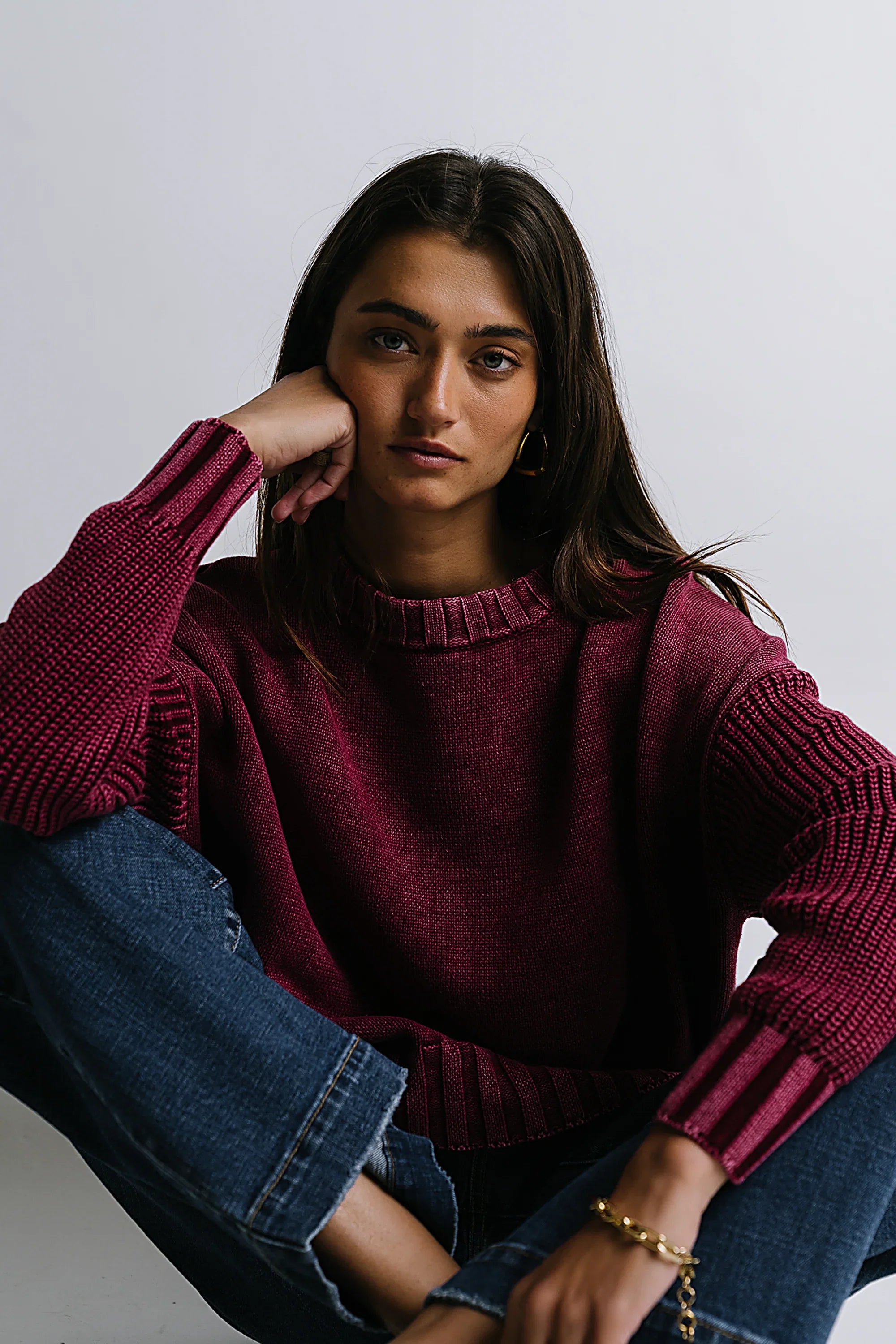 Payton Knit Sweater in Burgundy FINAL SALE