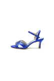 Crystal Cross Straps Open Toe Chunky Heels