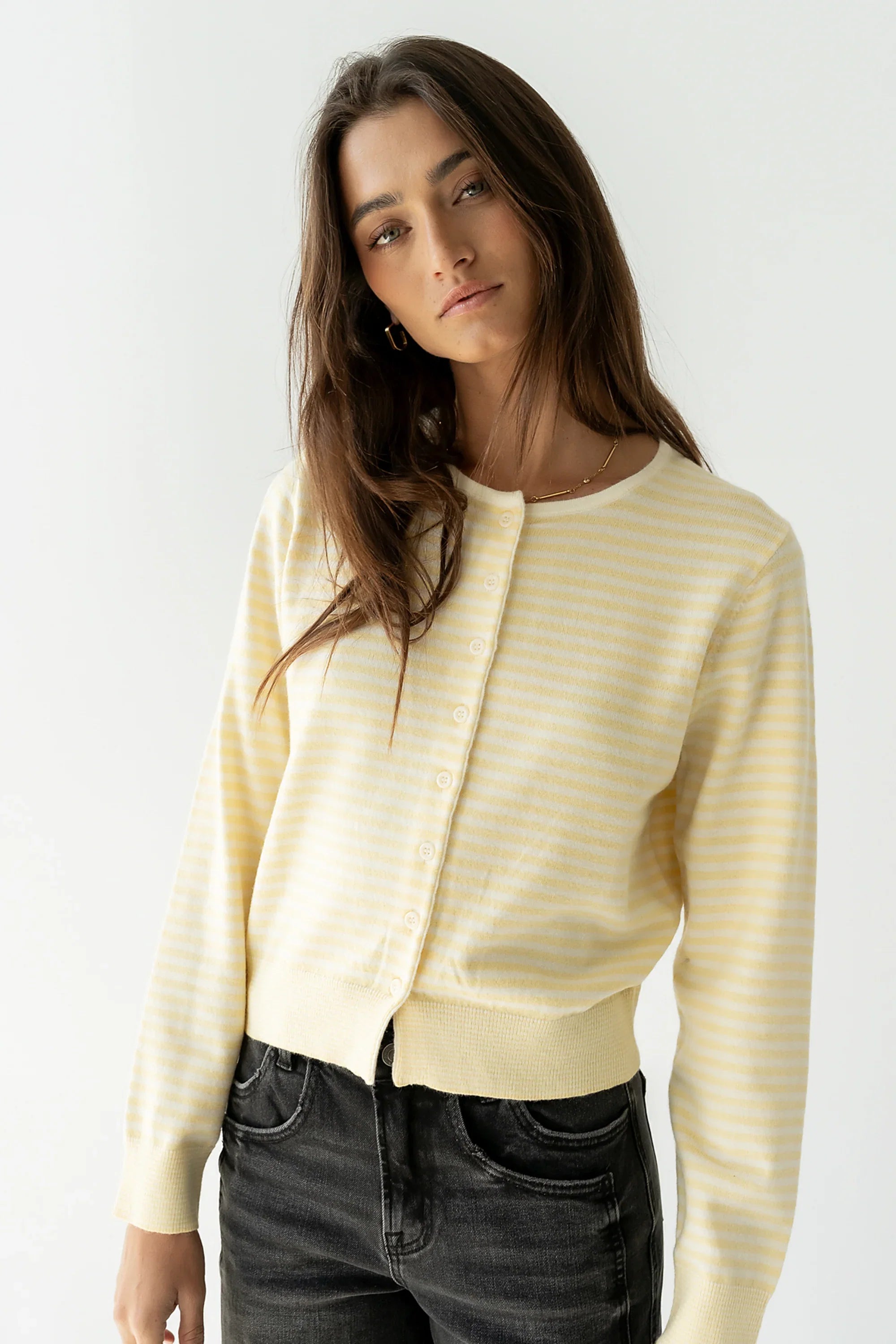 Edesse Striped Cardigan in Yellow