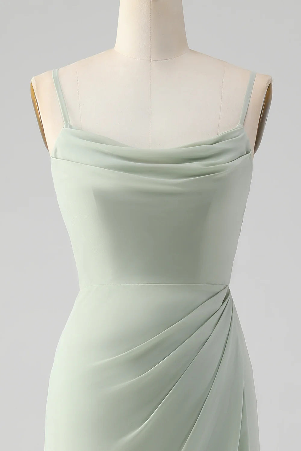 Matcha Sheath Spaghetti Straps Floor Length Chiffon Bridesmaid Dress