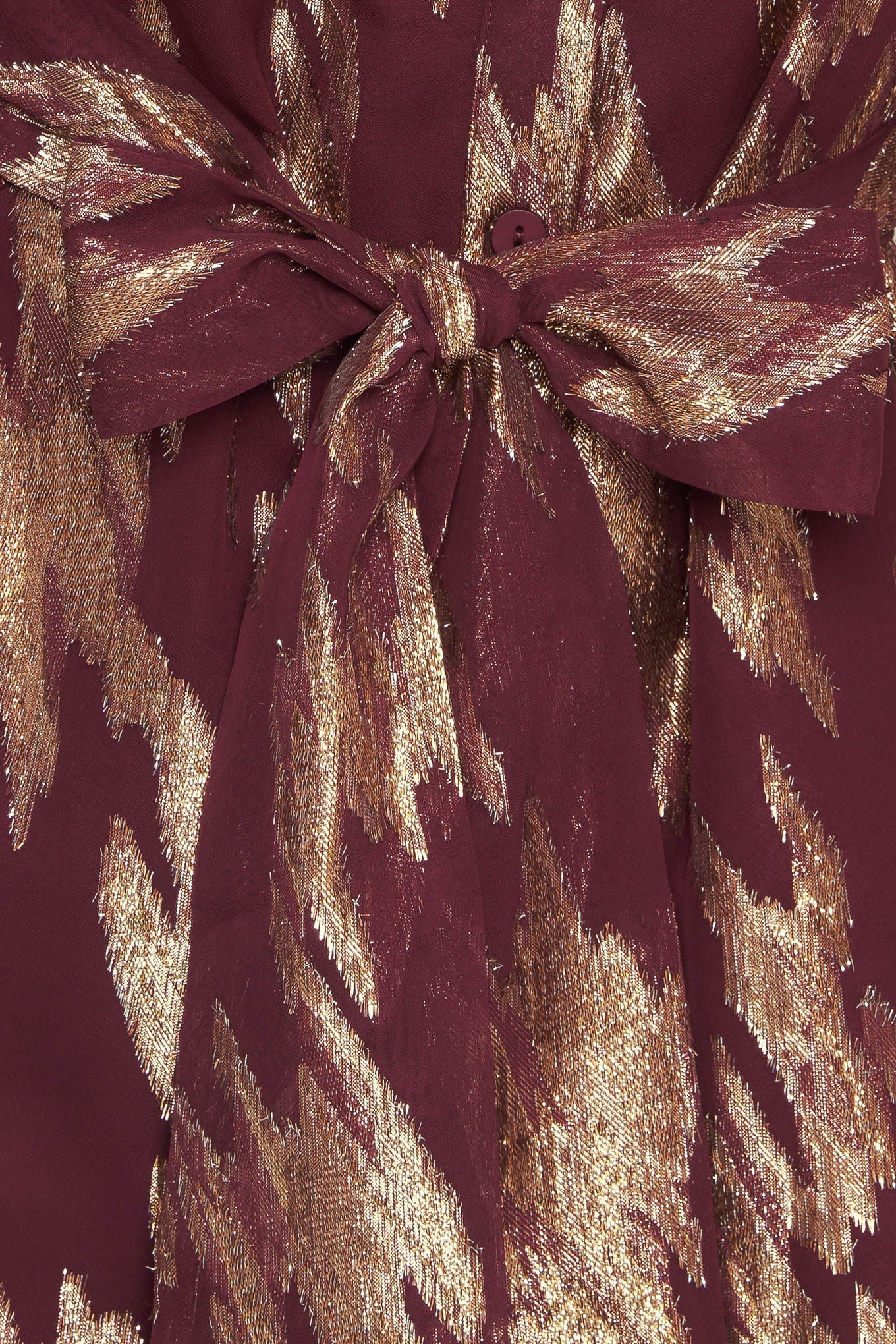 METALLIC MUSE BURGUNDY LONG SLEEVE MINI DRESS