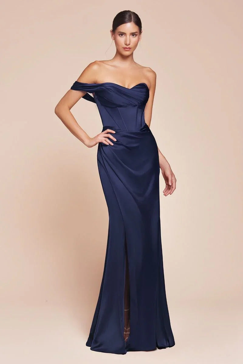 AUDRA GOWN ONE SHOULDER LUXE SATIN CORSET DRESS