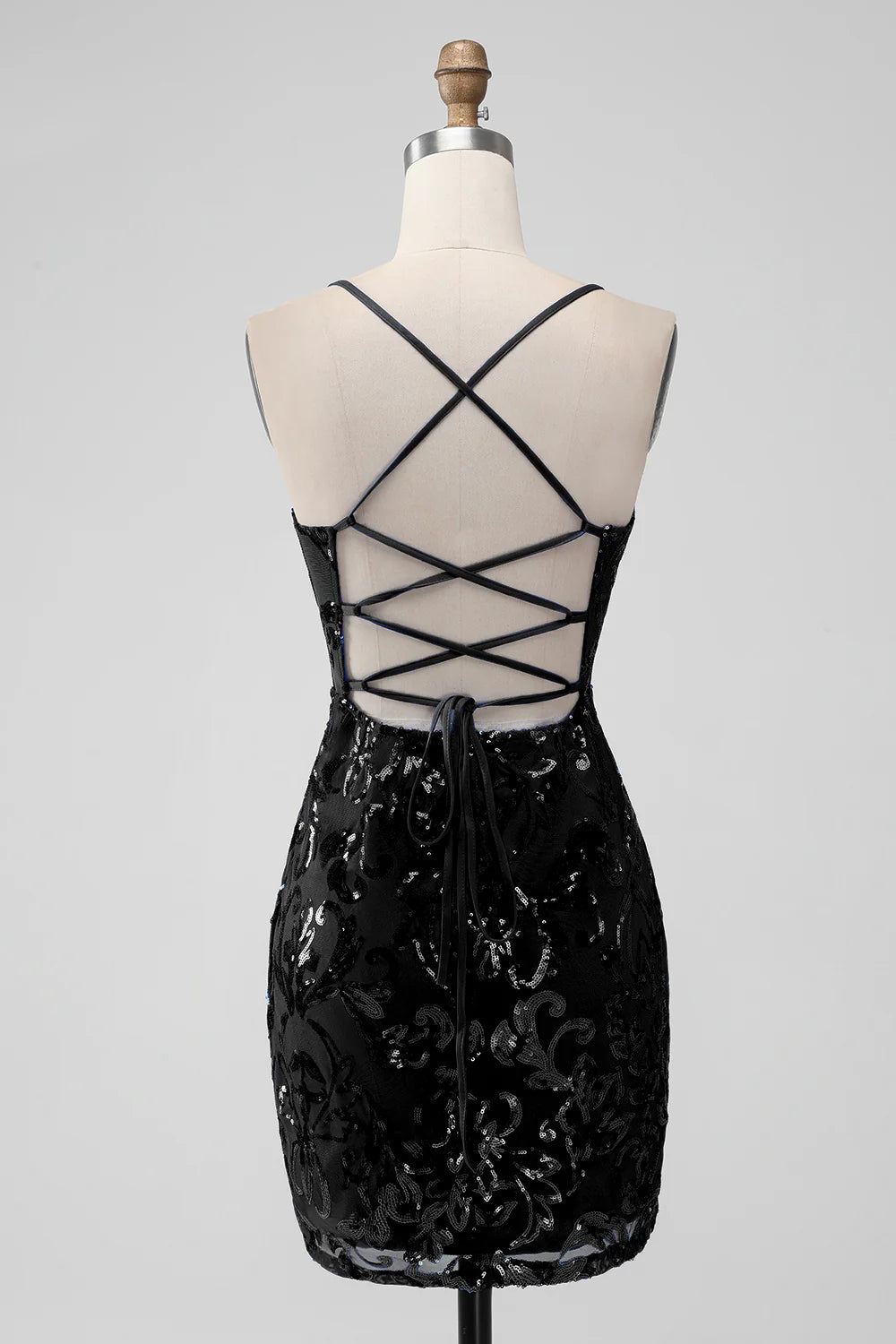 Royal Blue Bodycon Sequins Short Homecoming Dress with Lace up Back