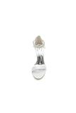 Glamorous White Leather High Heels with Silver Chain Accent