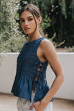 Jeremy Smocked Blouse in Denim