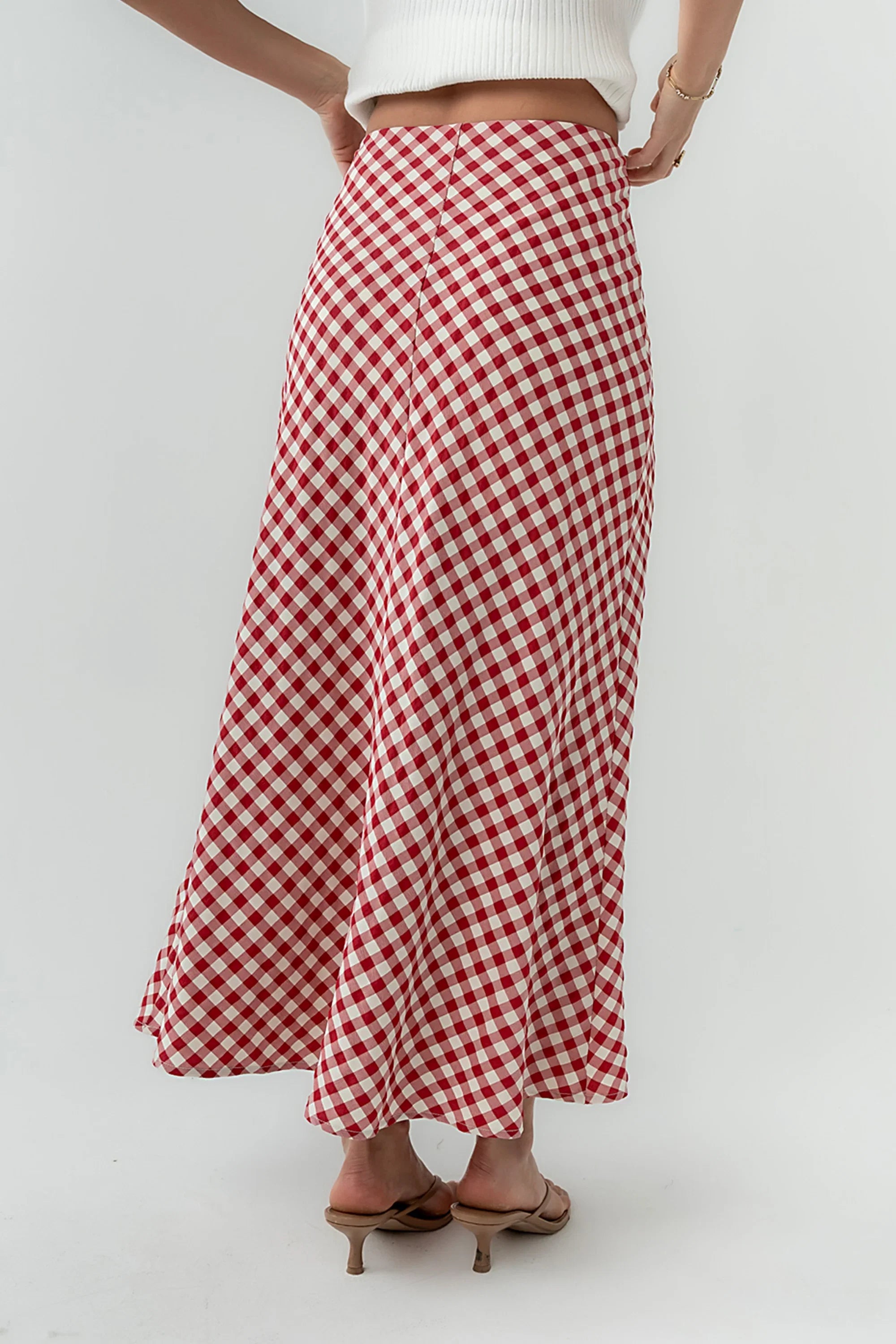 Posie Gingham Maxi Skirt in Red