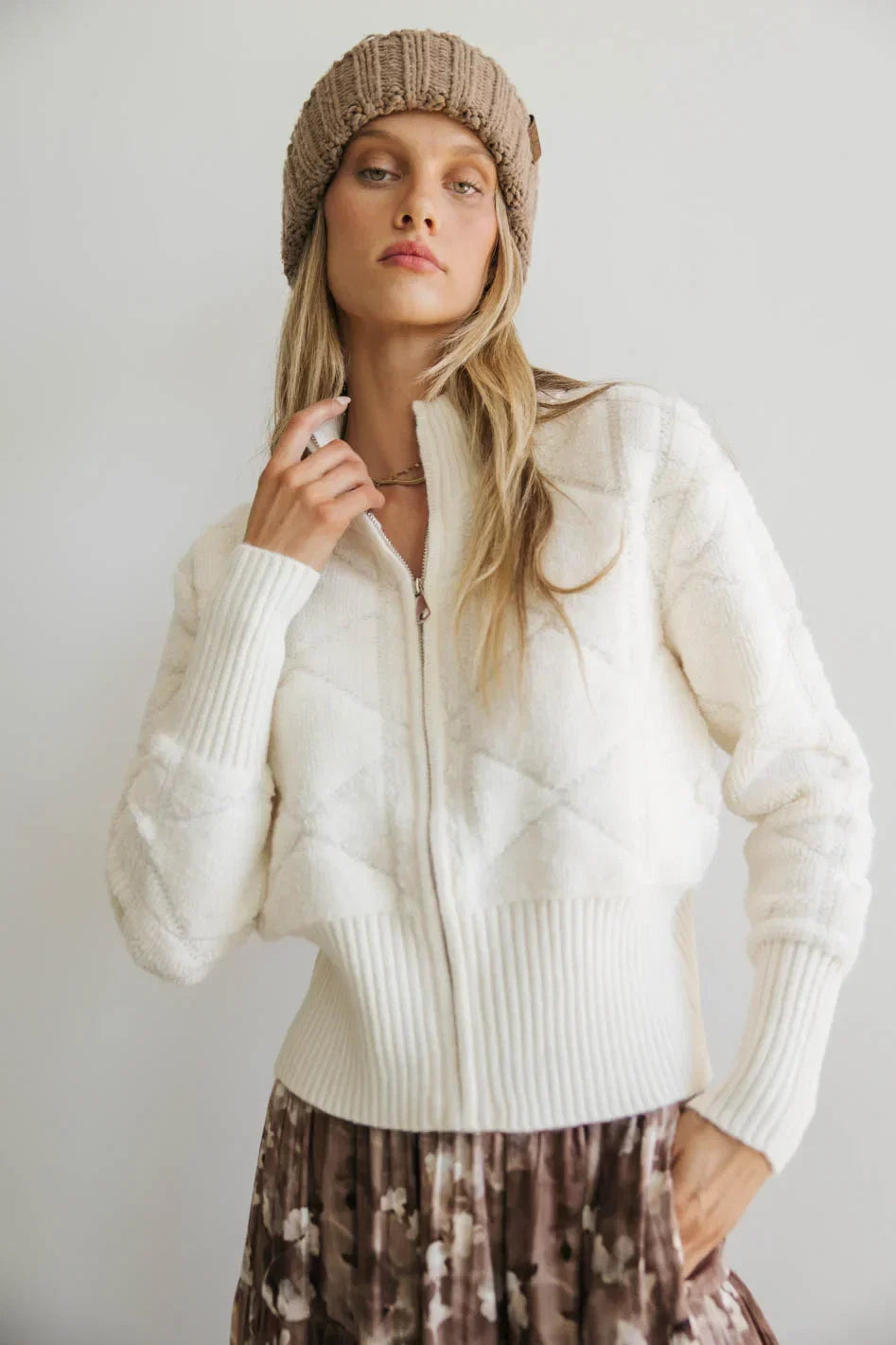 Sheena Quilted Jacket in Ivory FINAL SALE