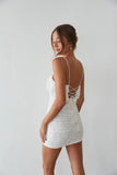 Devyn Lace Ruffle Bodycon Mini Dress