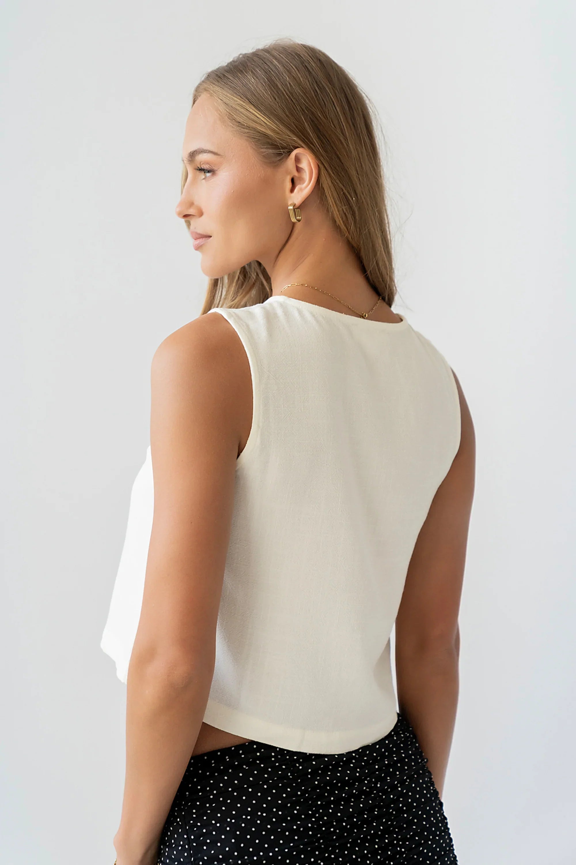 Ray Cropped Button Down Tank
