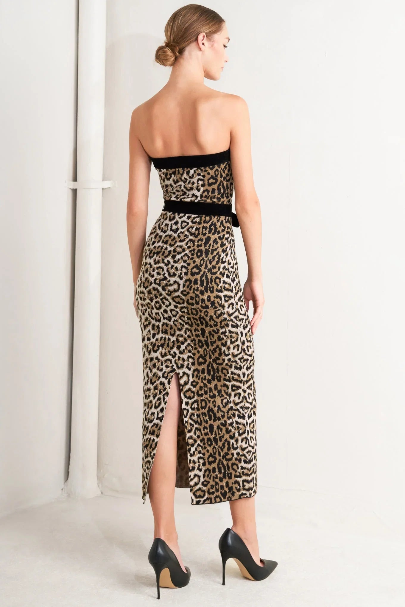 WILD ROMANCE LEOPARD KNIT MIDI DRESS FINAL SALE