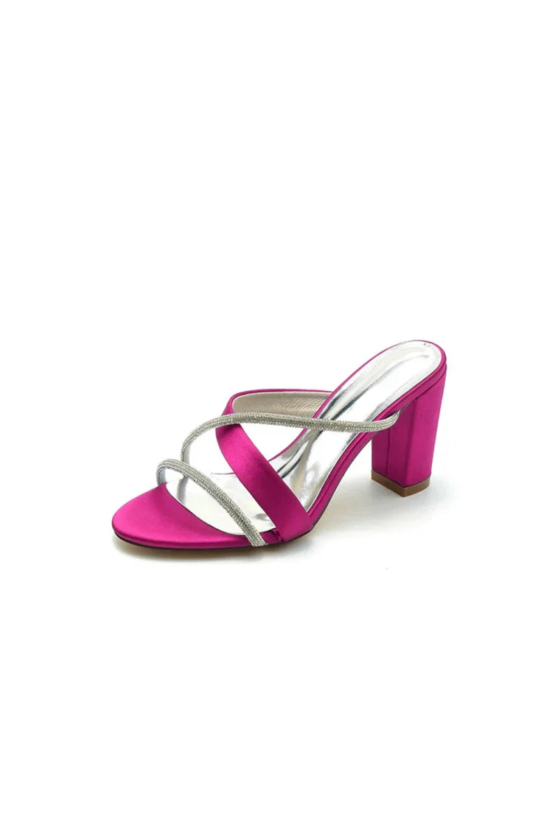 Royal Blue Satin High Heeled Sandals