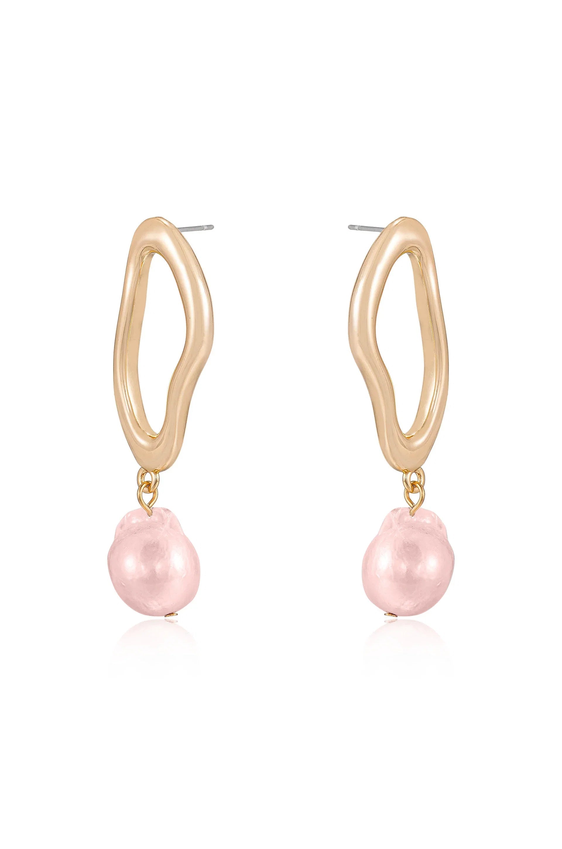 Open Circle Freshwater Pearl Earrings