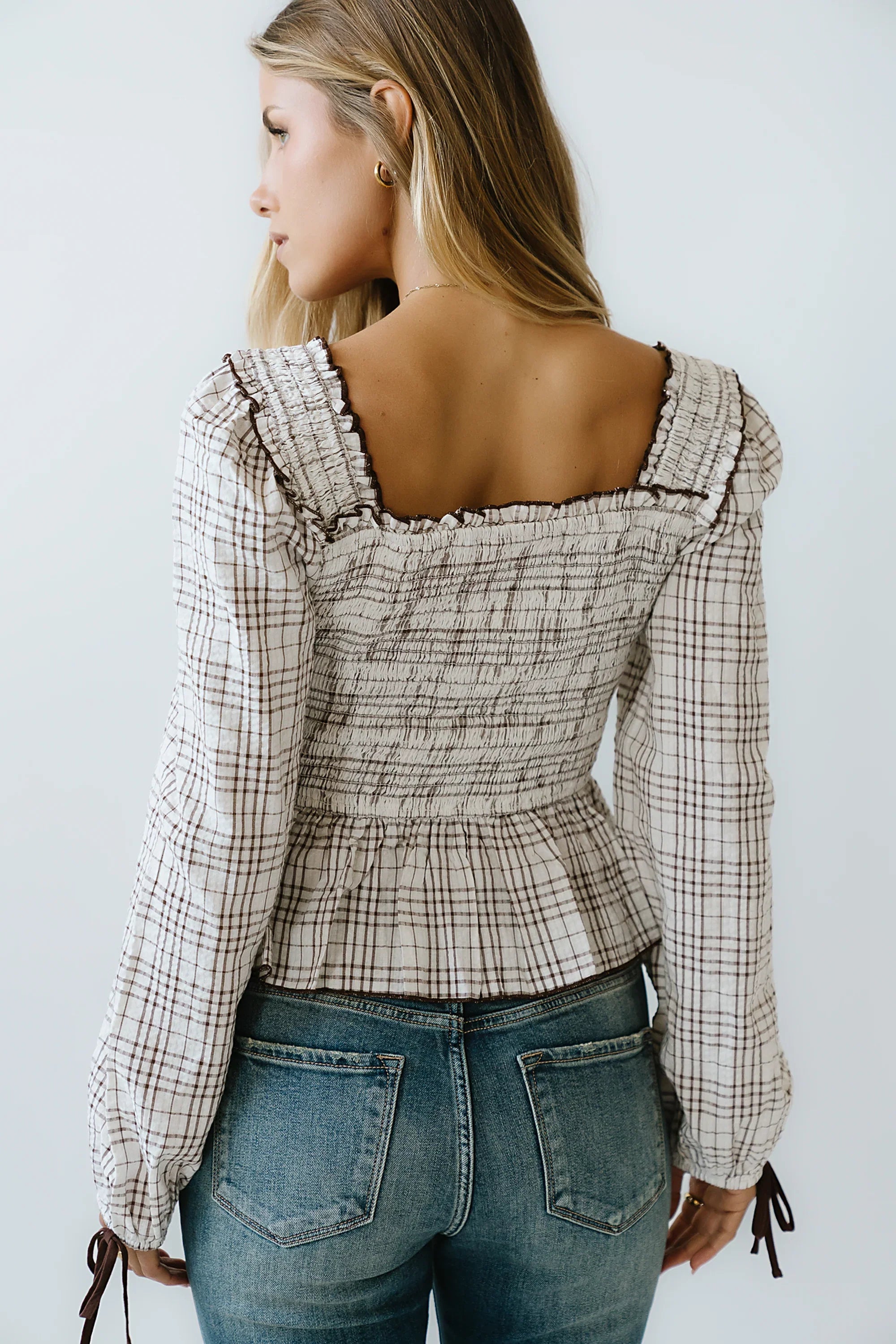 Vale Smocked Blouse in Mocha FINAL SALE