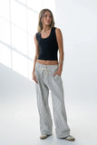 Becky Striped Wide Leg Jeans in White