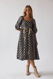 Gloria Floral Midi Dress in Black FINAL SALE