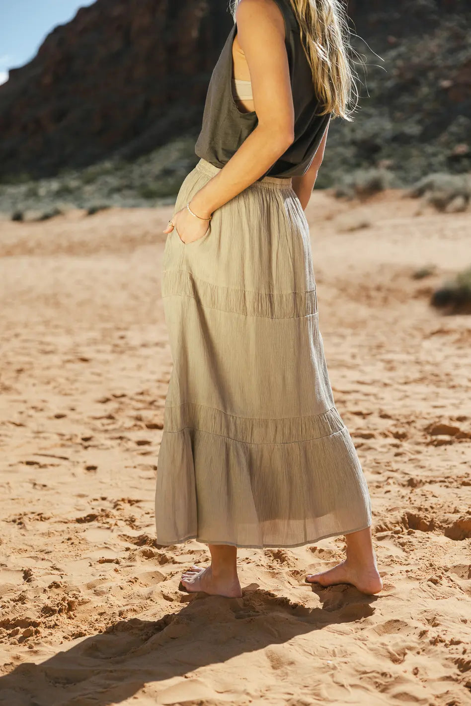 Mckenna Textured Skirt in Olive FINAL SALE