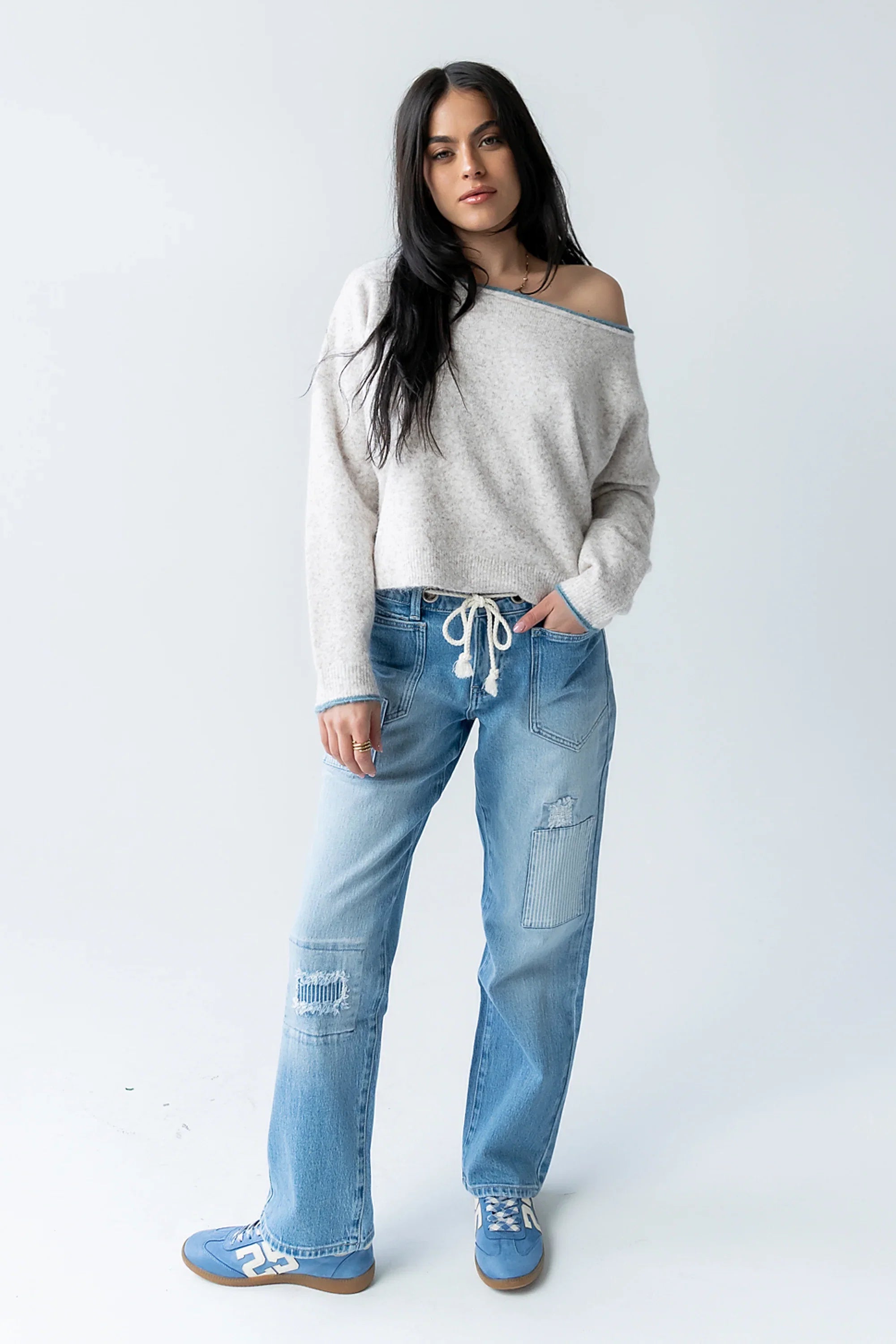 Kellie Contrast Sweater in Beige
