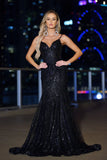 Lyra Gown Black FITTED FLORAL GLITTER PRINT CORSET GOWN