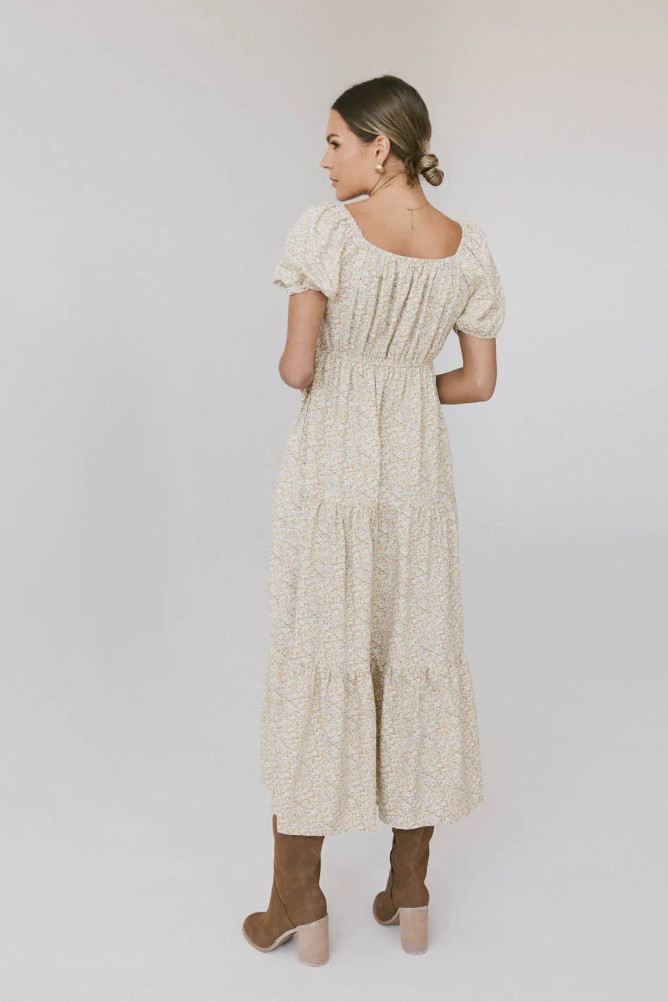 Amelia Ditsy Floral Dress in Yellow FINAL SALE