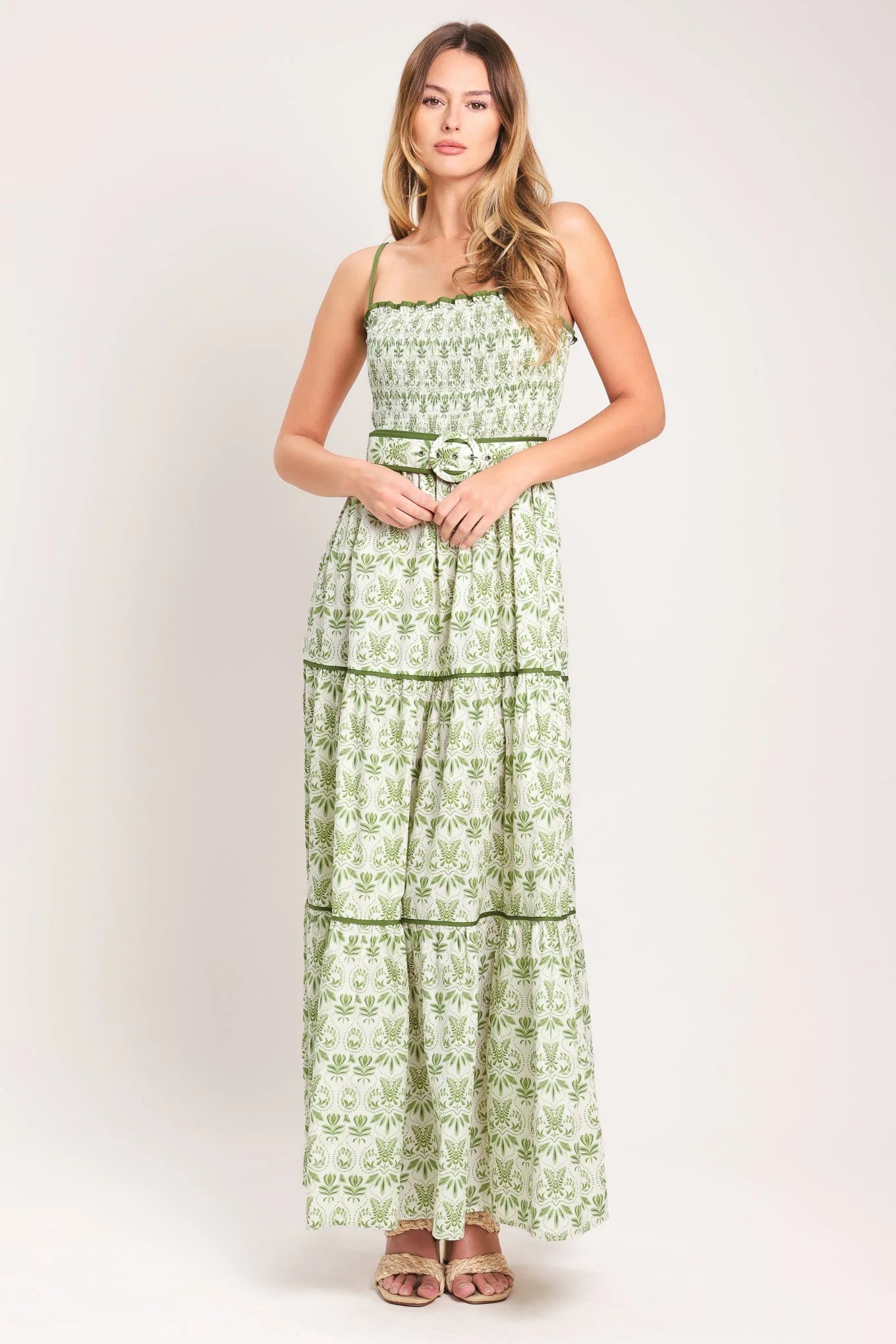 DAINTY FLORA GREEN MAXI DRESS