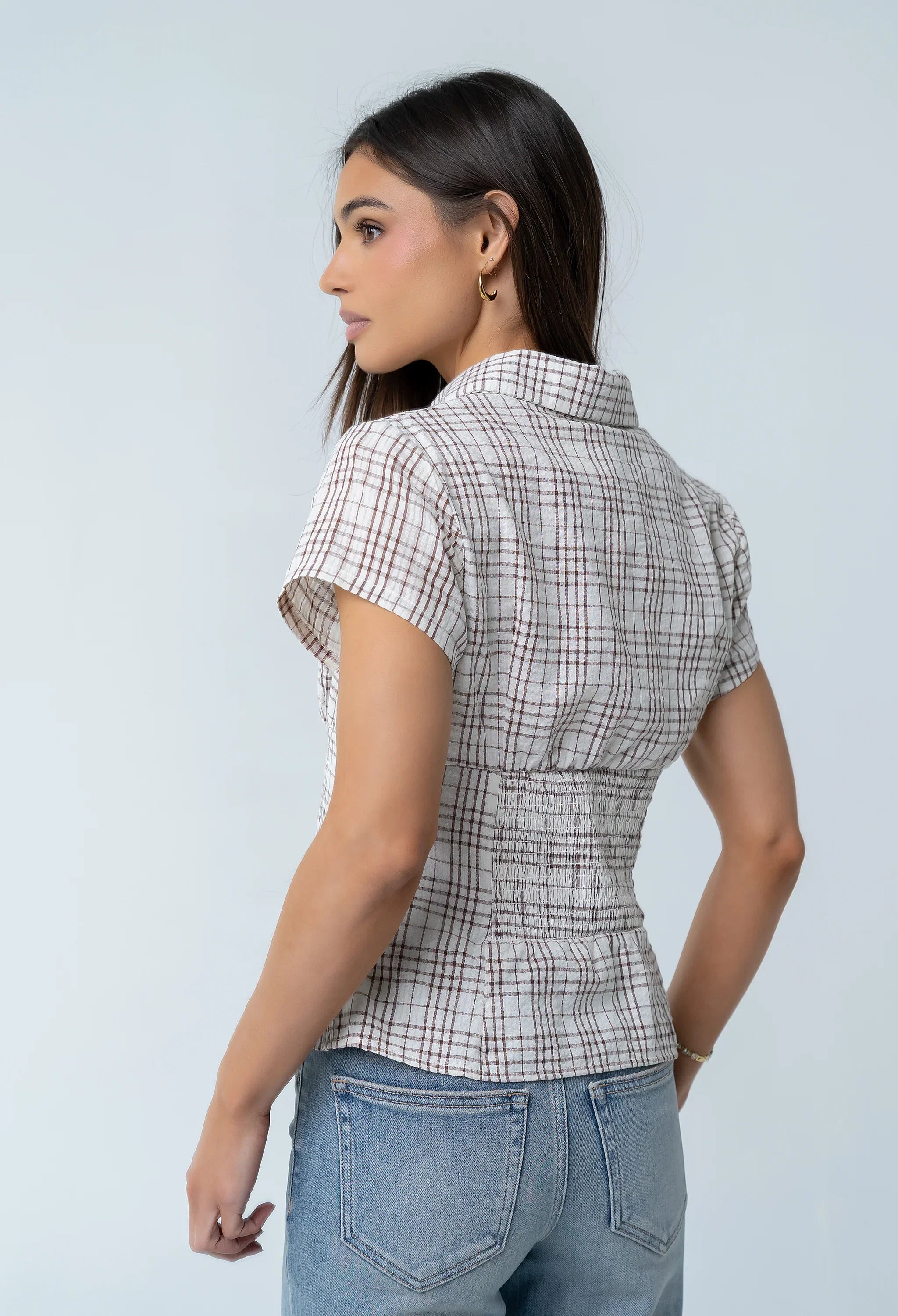 Tristan Plaid Button Up in Brown