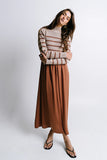 Zeda Midi Dress in Brown Stripe FINAL SALE