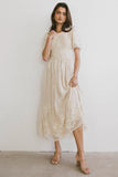 Alora Embroidered Dress in Champagne FINAL SALE