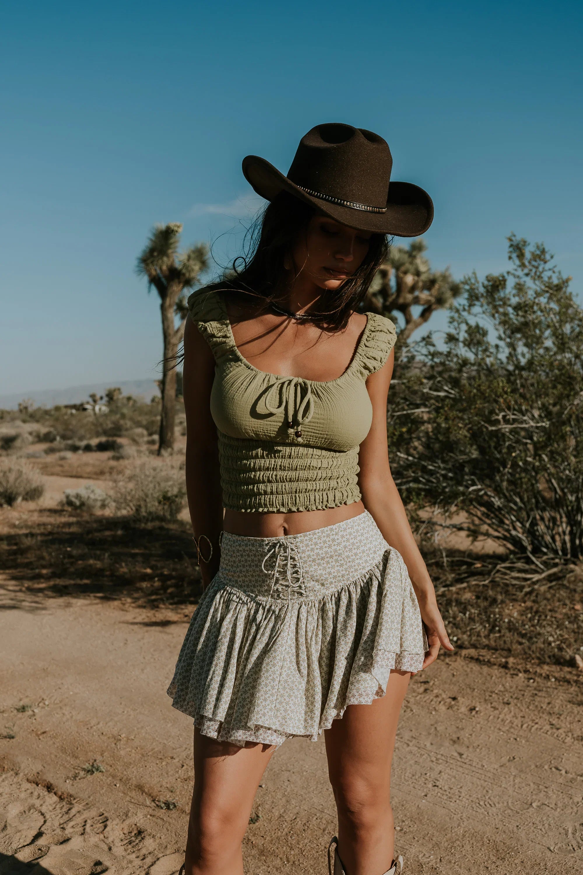 Morgan Smocked Top in Green