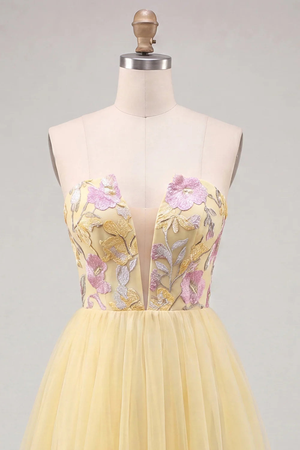 Orange Embroidered A Line Strapless Short Homecoming Dress