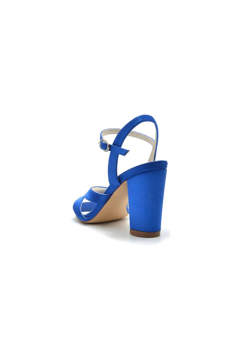 Simple Open Toe Block Heels with Ankle Strap