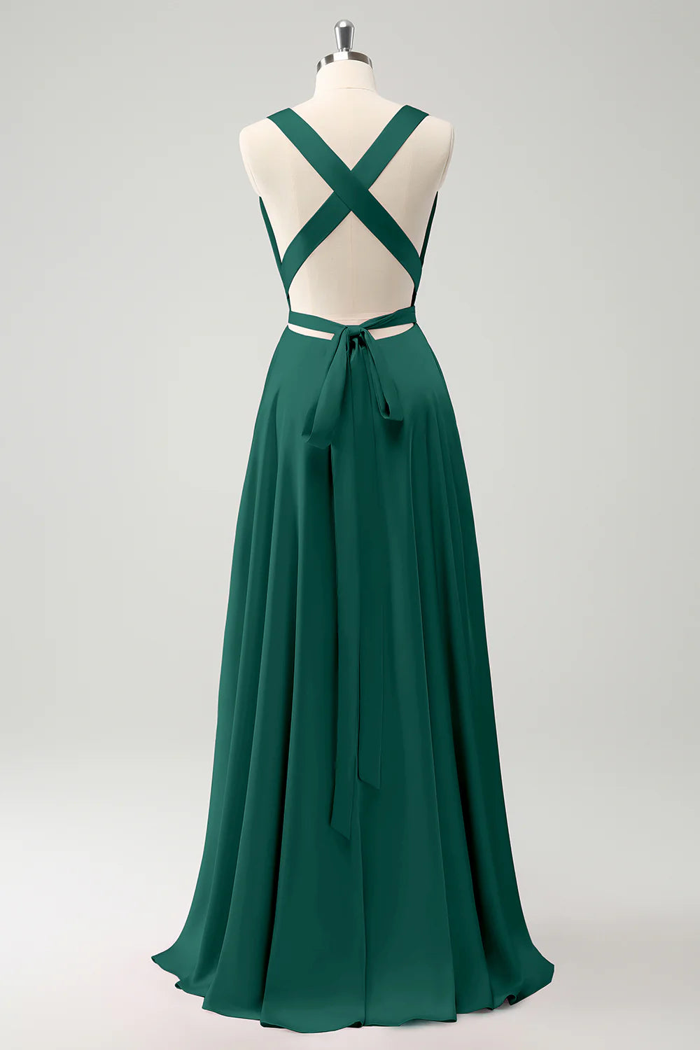 Pink A Line Deep V Neck Backless Long Bridesmaid Dress with Slit