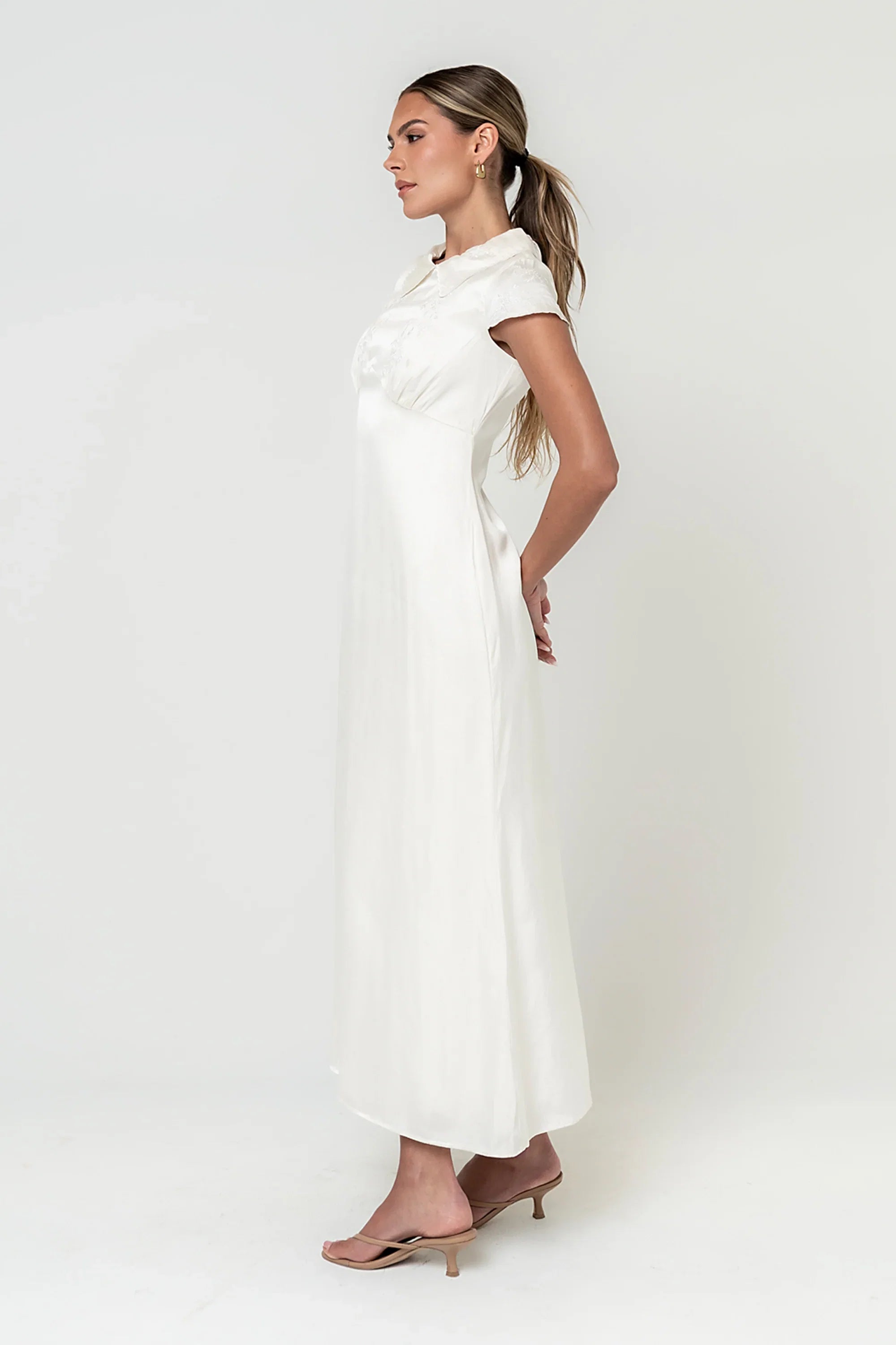 Tammy Embroidered Maxi Dress in Ivory