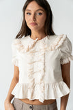 Chrissy Lace Trim Blouse in Cream