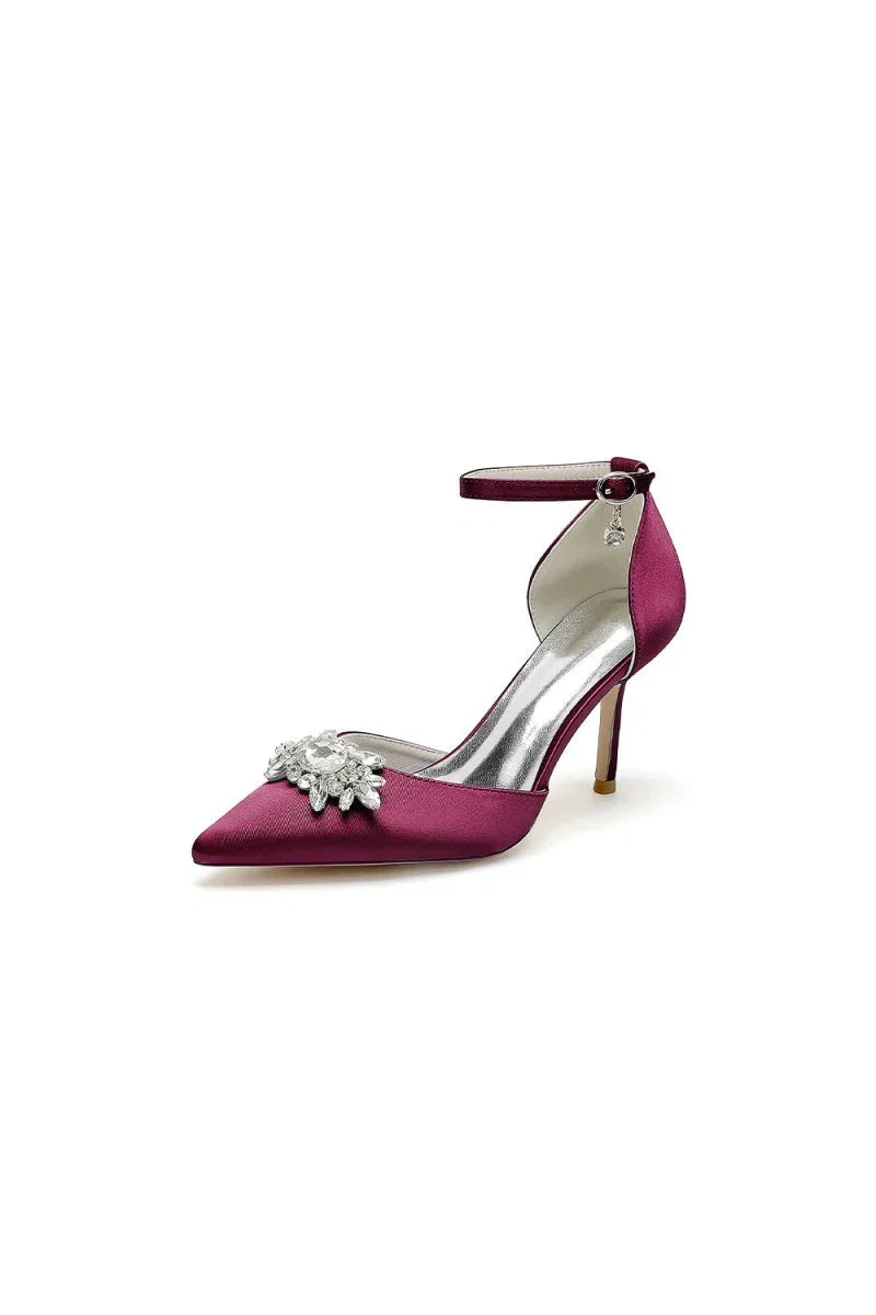 White Pointed Toe with Rhinestone Flower