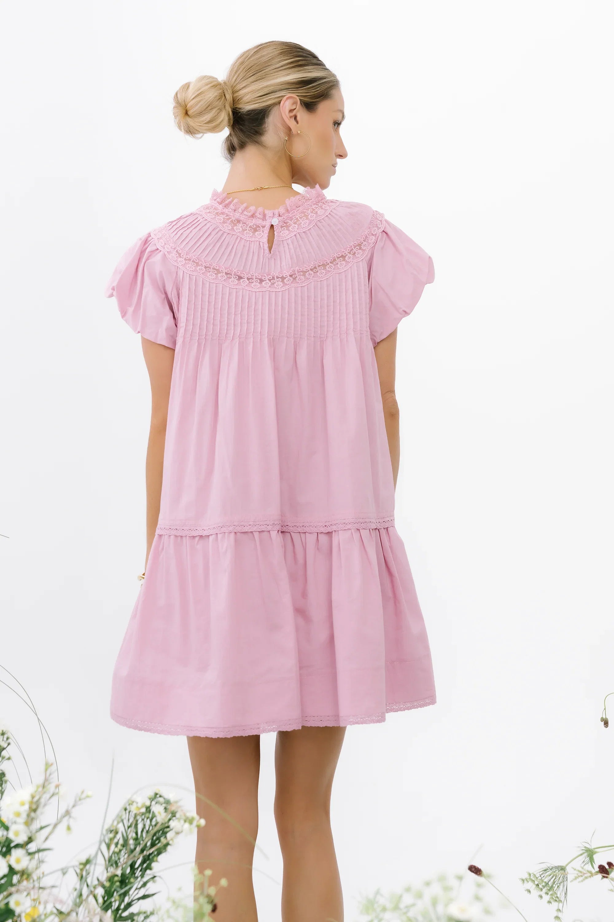 Toby Pleated Baby Doll Dress in Mauve