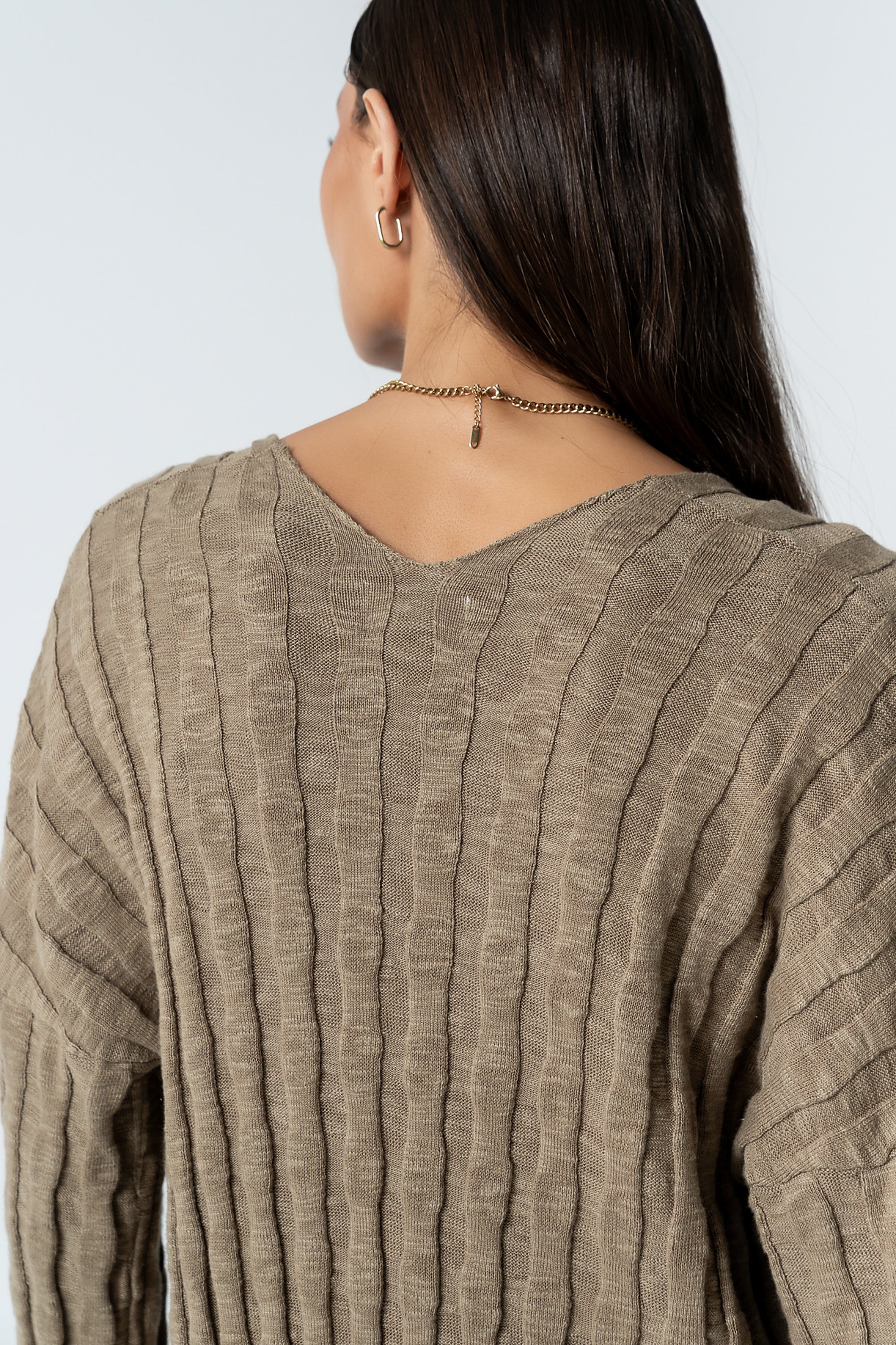 Eve Ribbed Duster in Taupe