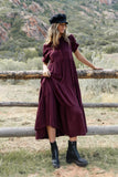 Amanda Tiered Dress in Burgundy FINAL SALE