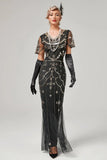 Black Mermaid Sequins Long Holiday Party Dress