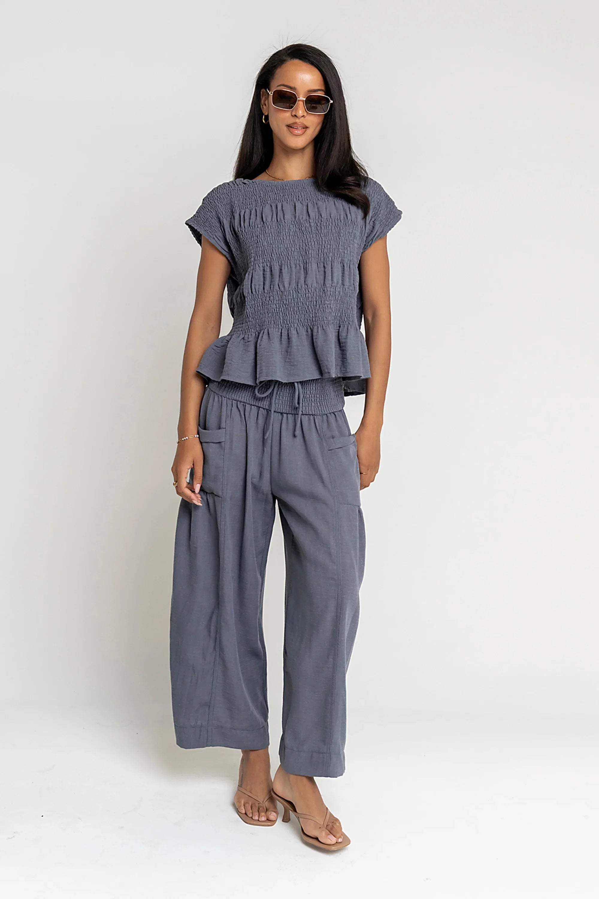 Ashton Wide Leg Pants in Blue